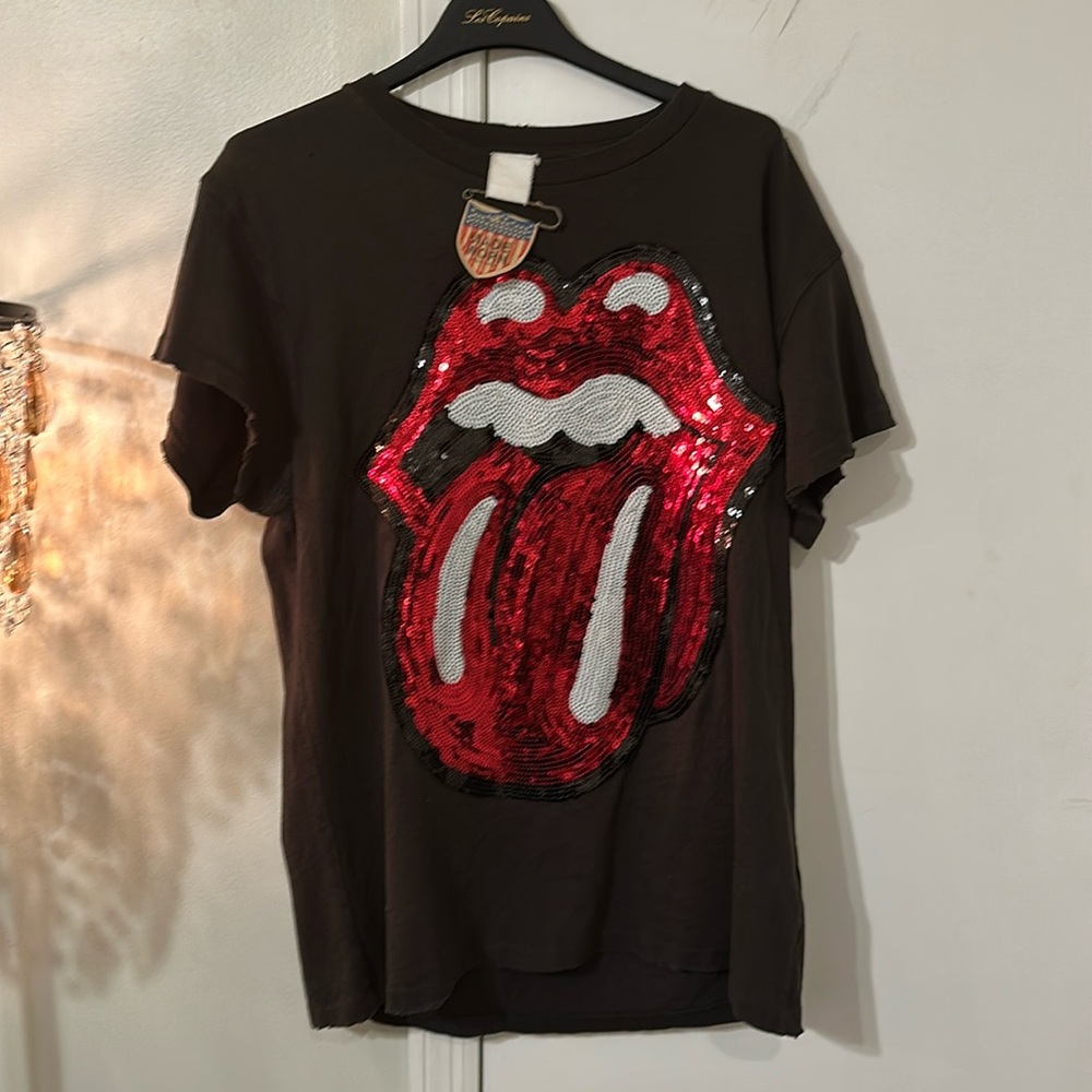NWT MadeWorn Rolling Stones sequined lips 👄 and tongue 👅 tee small